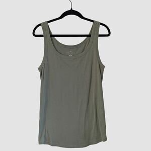 Caslon Cotton Tank Top Olive Green Sleeveless Basic Size M Soft Stretch